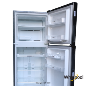 Whirlpool 235 Liters 3 Star Double Door Fridge (German Steel, 21990) Front View with Doors Open Upper Side