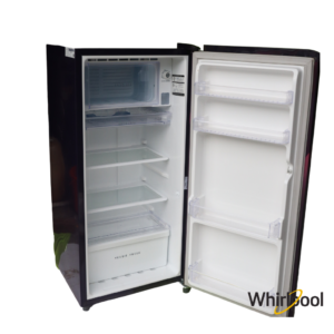 Whirlpool 180 Liters 1 Star Single Door Fridge (Purple Gloria, 72494) Front Angle View with Open Door