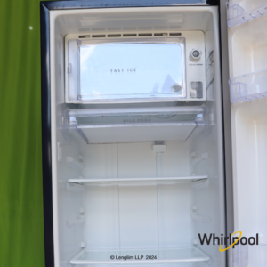 Whirlpool 184 Liters 2 Star Single Door Fridge (Sapphire Linnea, 72502) Fridge Door Open Upper View