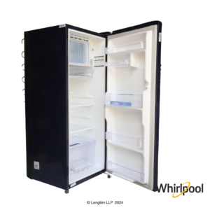 Whirlpool 192 Liters 4 Star Single Door Fridge Magic Cool (Blue Abyss, 72543) Front Angle View with Door Open