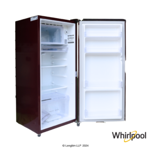 Whirlpool 184 Liters 2 Star Single Door Fridge (Wine Belita, 73213) Front Angle View with Door Open