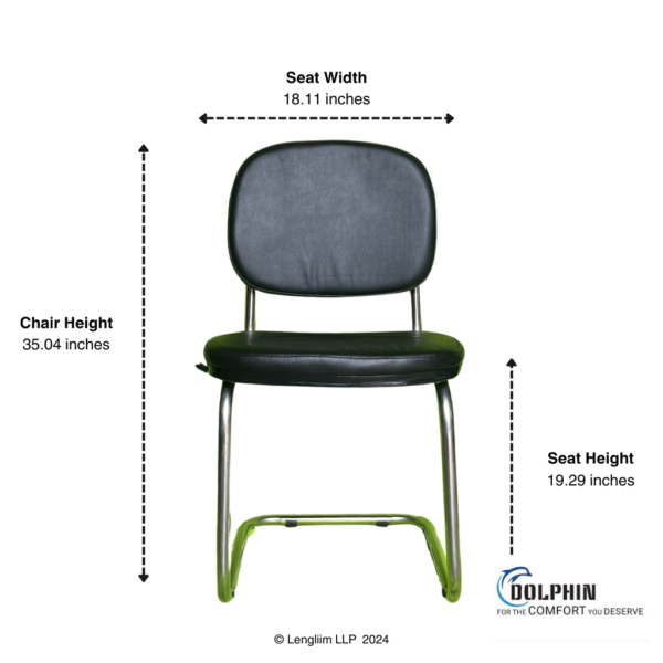 Dolphin DF 143 Visitors Chair Front View Dimensions