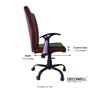 Decowell DC 81N Medium Back Office Chair (Brown) Side Dimensions