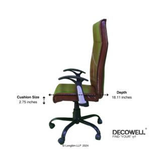 Decowell DC 75N High Back Office Chair (Brown, Steel Base) Dimensions B