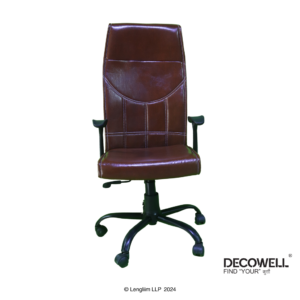 Decowell DC 75N High Back Office Chair (Brown, Steel Base) Front View