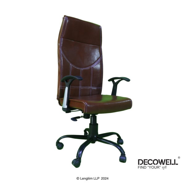 Decowell DC 75N High Back Office Chair (Brown, Steel Base) Front Angle View