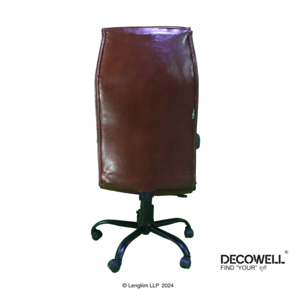 Decowell DC 75N High Back Office Chair (Brown, Steel Base) Back View