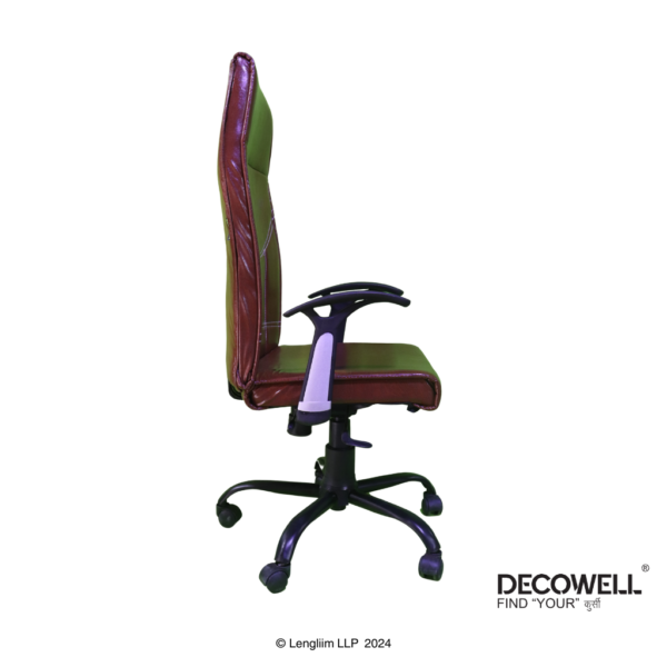 Decowell DC 75N High Back Office Chair (Brown, Steel Base) Side View