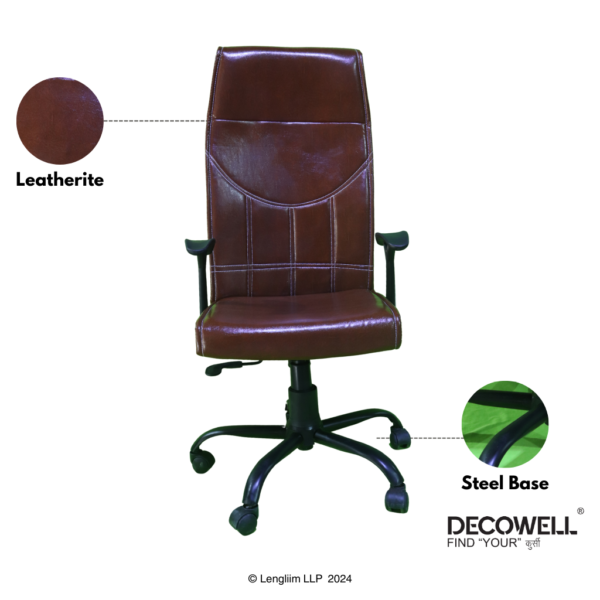 Decowell DC 75N High Back Office Chair (Brown, Steel Base) Material Description View