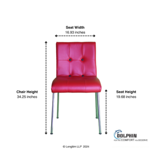 Dolphin DF 144 Dining Chair (Red) Front Dimensions