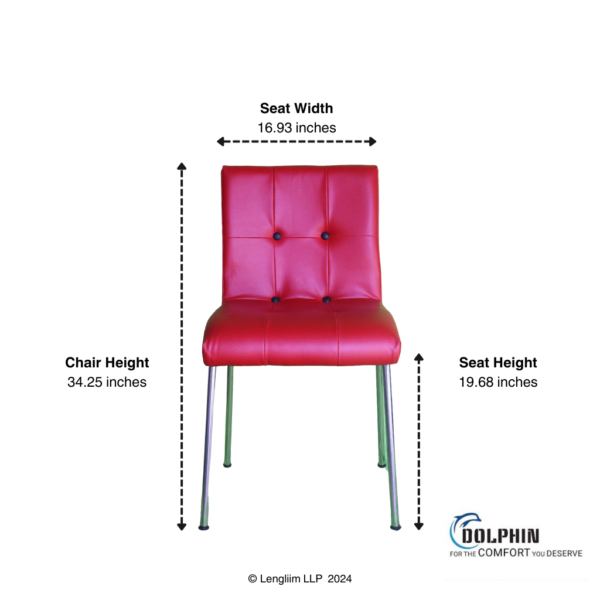 Dolphin DF 144 Dining Chair (Red) Front Dimensions