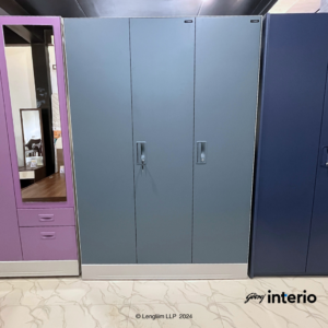 Godrej Interio Slimline 3 Door Steel Almirah (Locker, Stormy Weather Color) Front View