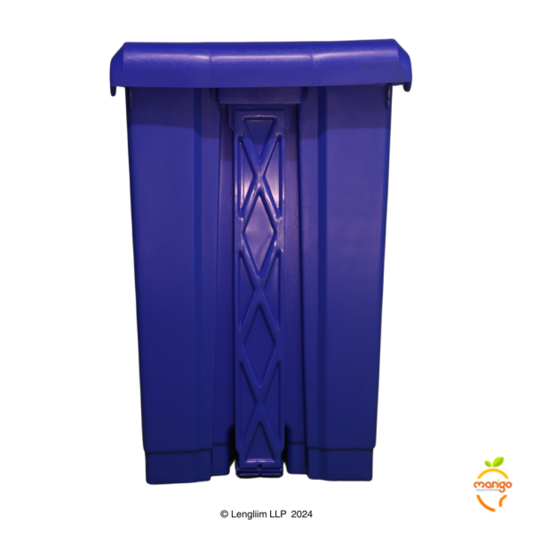 Mango 65 Liters Pedal Dustbin (Blue) Back View