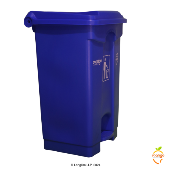 Mango 65 Liters Pedal Dustbin (Blue) Front Angle View