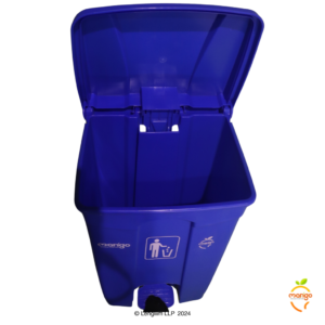 Mango 65 Liters Pedal Dustbin (Blue) Top View with Lids Open