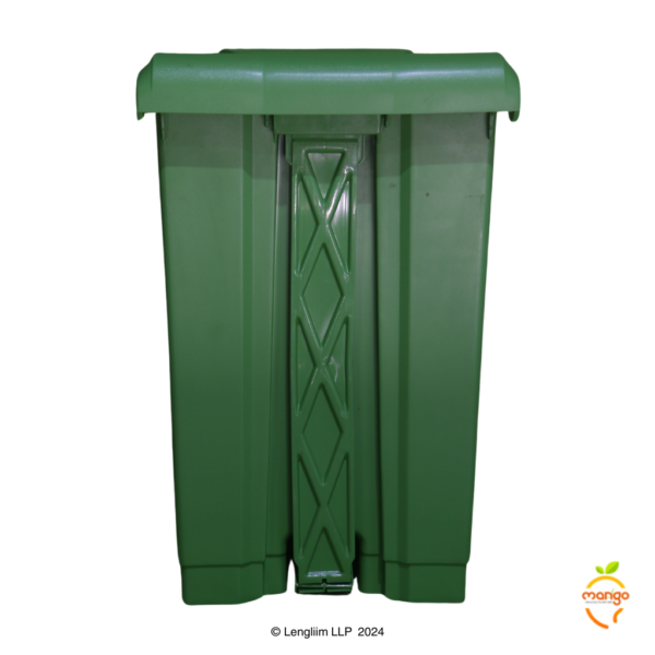 Mango 65 Liters Pedal Dustbin (Green) Back View