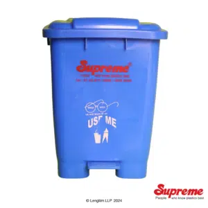 Supreme 45 Liters Peddle Dustbin (Blue) Front View