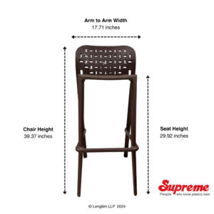 Supreme Furniture Pub Chair (Globus Brown) Front Dimensions