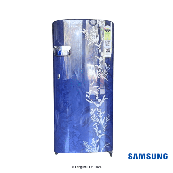 Samsung 184 Liters 1 Star Single Door Fridge (Mystic Overlay Blue, RR19C2YCZ6R) Front View