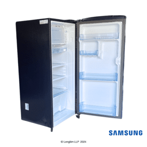 Samsung 184 Liters 1 Star Single Door Fridge (Mystic Overlay Blue, RR19C2YCZ6R) Front Angle View with Door Open