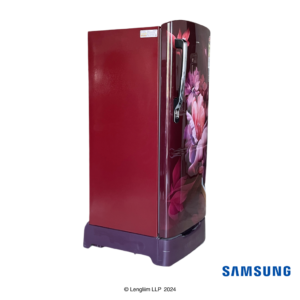 Samsung 183 Liters 3 Star Single Door Fridge with Base Stand Drawer (Midnight Blossom Red, RR20D1823RZ) Front Angle View