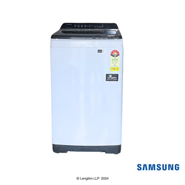 Samsung 7 Kg EcoBubble Top Load Fully Automatic Washing Machine (Light Gray, WA70BG4441BG) Actual Front View