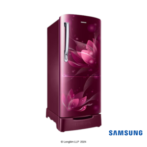 Samsung 183 Liters 2 Star Single Door Fridge with Base Stand Drawer (Blooming Saffron Red, RR20C1812R8) Front Angle View