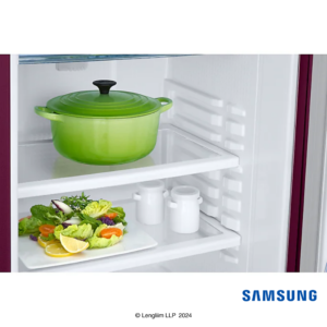 Samsung 183 Liters 2 Star Single Door Fridge with Base Stand Drawer (Blooming Saffron Red, RR20C1812R8) Toughened Shelves