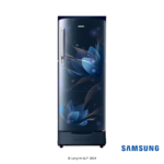 Samsung 183 Liters 2 Star Single Door Fridge with Base Stand Drawer (Blooming Saffron Blue, RR20C1812U8) Front View