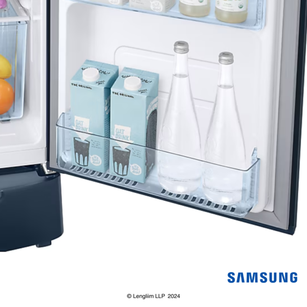 Samsung 183 Liters 2 Star Single Door Fridge with Base Stand Drawer (Blooming Saffron Blue, RR20C1812U8) Bottom Door Rack