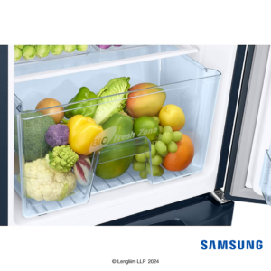 Samsung 183 Liters 2 Star Single Door Fridge with Base Stand Drawer (Blooming Saffron Blue, RR20C1812U8) Vegetable Box