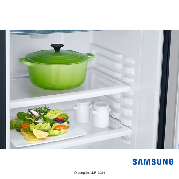 Samsung 183 Liters 2 Star Single Door Fridge with Base Stand Drawer (Blooming Saffron Blue, RR20C1812U8) Glass Shelf