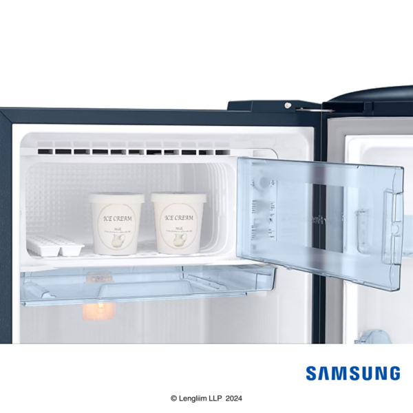 Samsung 183 Liters 2 Star Single Door Fridge with Base Stand Drawer (Blooming Saffron Blue, RR20C1812U8) Freezer Box