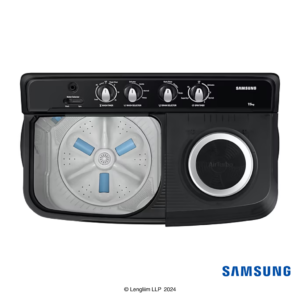 Samsung 7.5 Kg Semi Automatic Washing Machine with Hexa Storm Pulsator (Black, WT75C3200GG) Top View