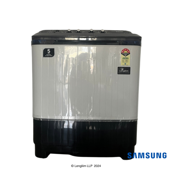 Samsung 7.5 Kg Semi Automatic Washing Machine with Hexa Storm Pulsator (Black, WT75C3200GG) Front Real View