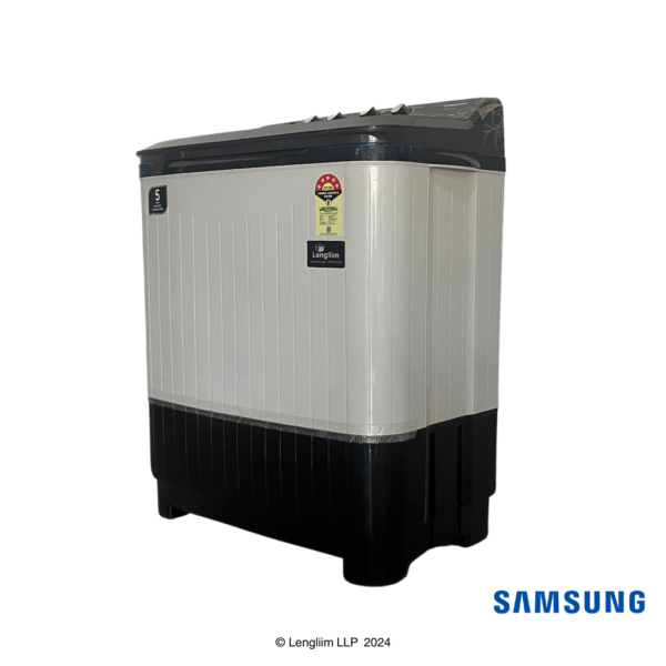 Samsung 7.5 Kg Semi Automatic Washing Machine with Hexa Storm Pulsator (Black, WT75C3200GG) Front Angle Real View