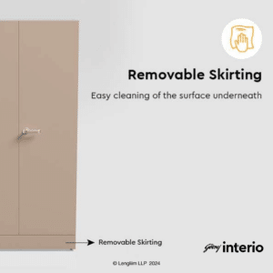 Godrej Interio Auraline Men Basic 2 Door Almirah (Textured Affogato) Removable Skirting