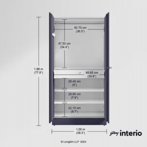 Godrej Interio Auraline Men Basic 2 Door Almirah (Textured Navy Blue) Dimensions Interior