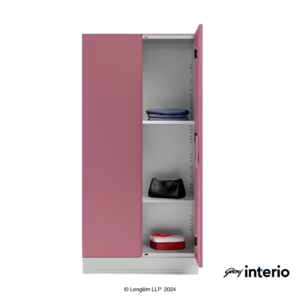 Godrej Interio Slimline 2 Door Almirah (2 Shelves, Dusty Rose) Front View with Left Door Close