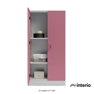 Godrej Interio Slimline 2 Door Almirah (2 Shelves, Dusty Rose) Front View with Right Door Close