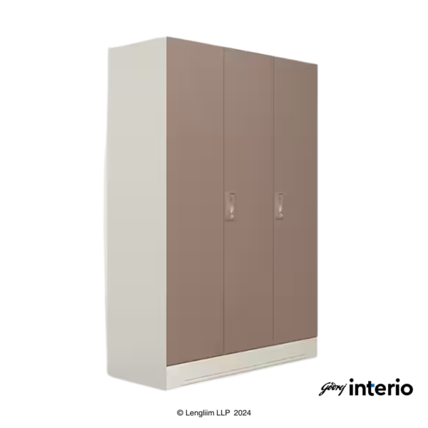 Godrej Interio Slimline 3 Door Almirah (Locker, Portabella) Front Angle View