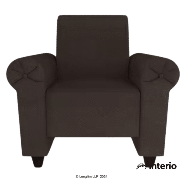 Godrej Interio Supreme Advance 1 Seater Fabric Sofa (Dark Brown) Front View