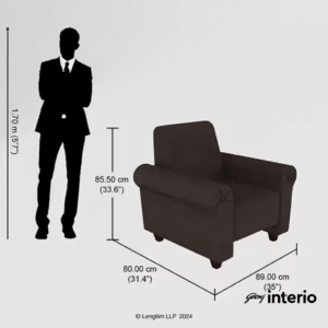 Godrej Interio Supreme Advance 1 Seater Fabric Sofa (Dark Brown) Dimensions
