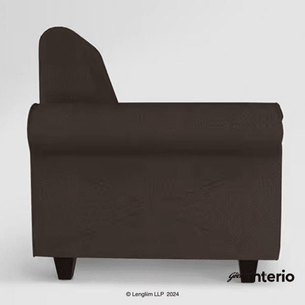 Godrej Interio Supreme Advance 1 Seater Fabric Sofa (Dark Brown) Side View