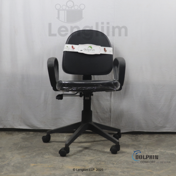 Dolphin DF 114 Budget Office Chair (Leatherite, Black) Front Image
