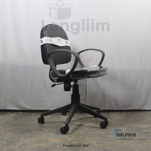 Dolphin DF 114 Budget Office Chair (Leatherite, Black) Front Angle Image