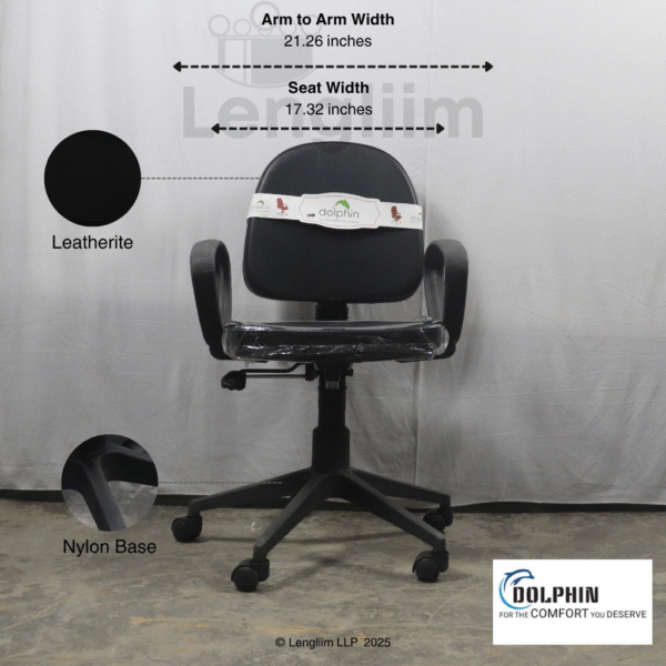 Dolphin DF 114 Budget Office Chair (Leatherite, Black) Dimensions