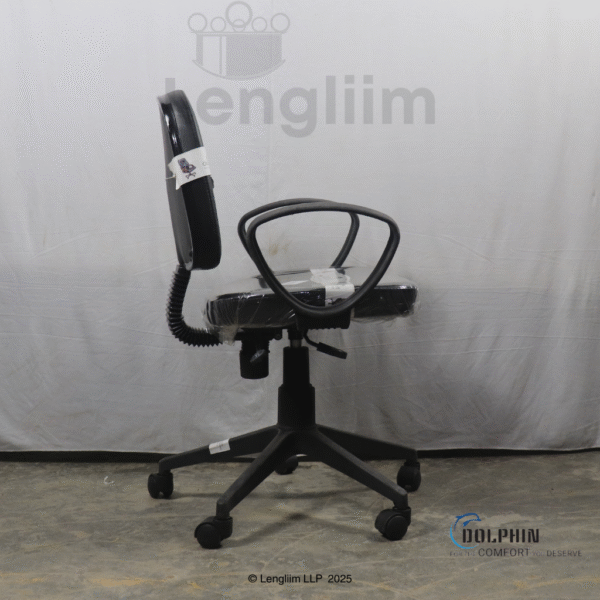 Dolphin DF 114 Budget Office Chair (Leatherite, Black) Side View