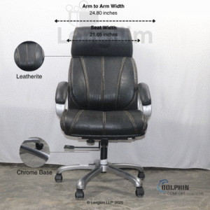 Dolphin DF 33 Premium Executive Office Chair (Leatherite, Black) Dimensions A
