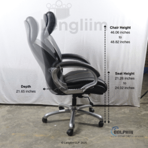 Dolphin DF 33 Premium Executive Office Chair (Leatherite, Black) Dimensions B
